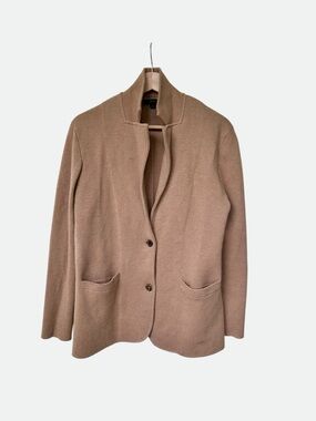 J.CREW Sophie wool-blend open-front sweater-blazer size S camel